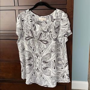 Loft black and white paisley blouse.